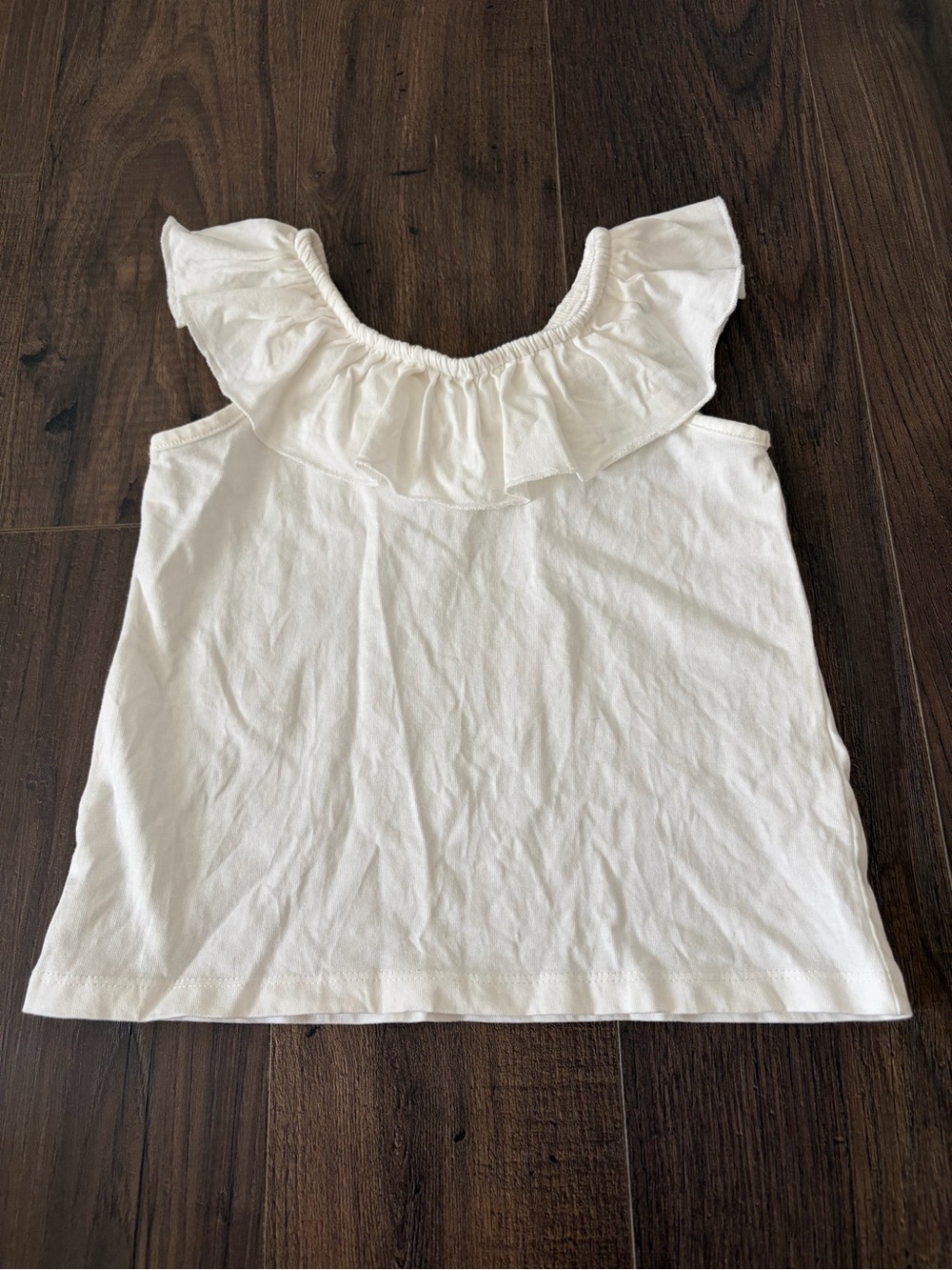 Zara White Ruffle-Neck Sleeveless Tank Top